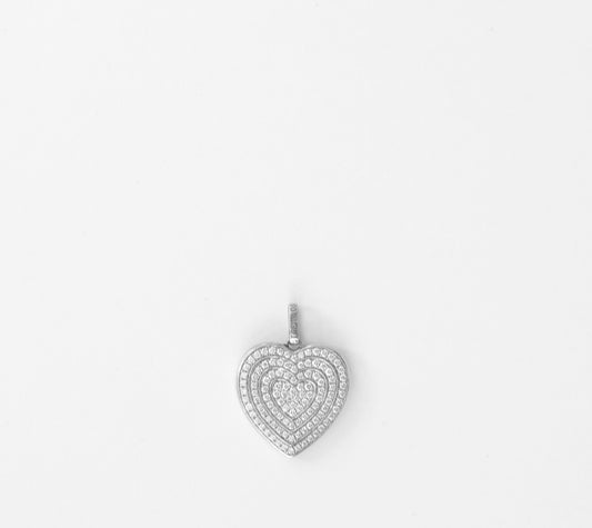 Rhodium Sterling Silver Lucy Diamond Heart Pendant
