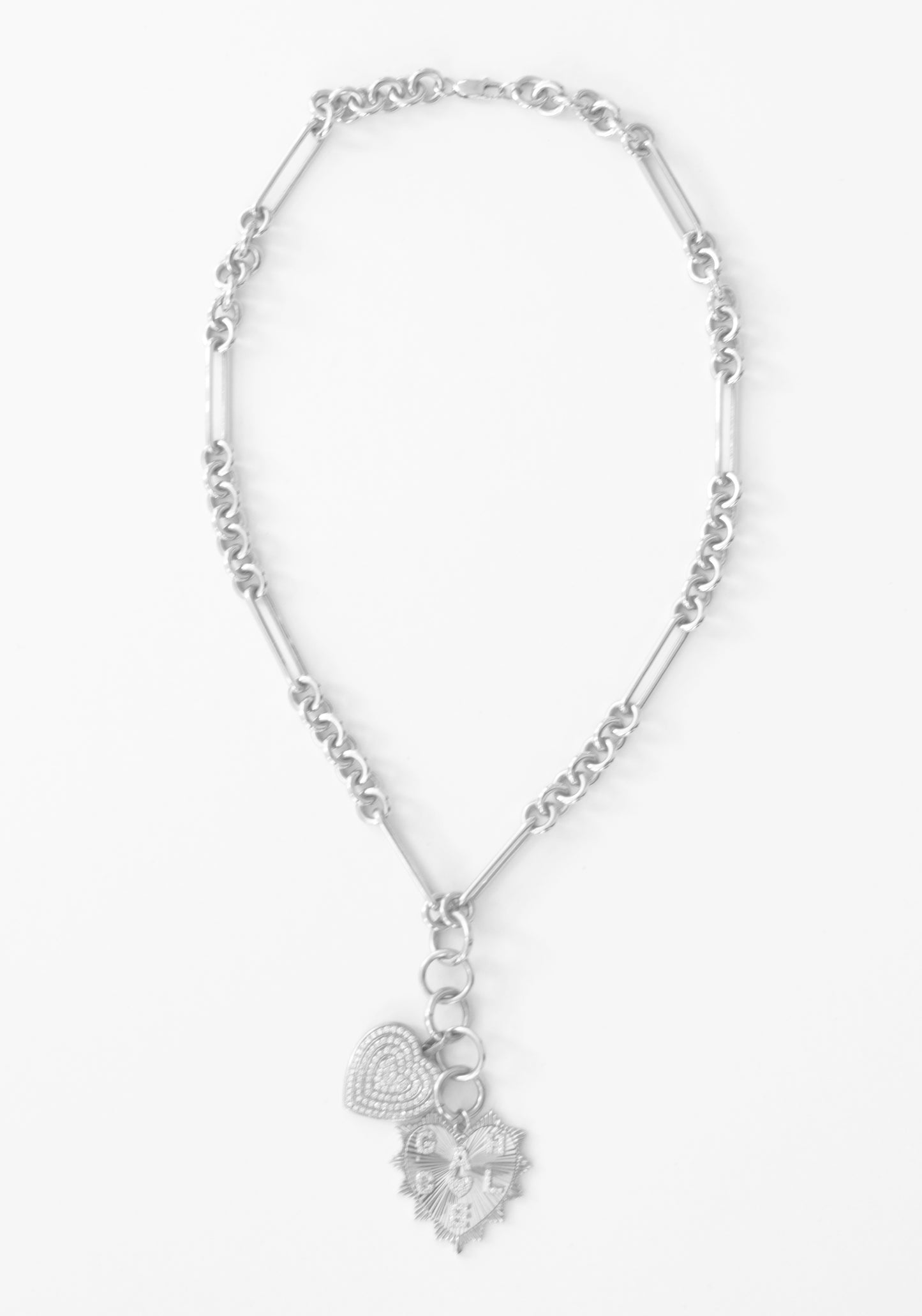 Coco Necklace With Double Pendants Lucy Diamond And Ella Custom Heart Charm