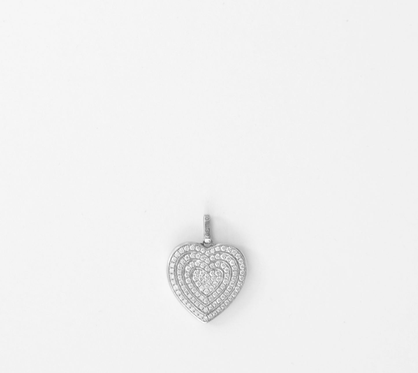 Rhodium Sterling Silver Lucy Diamond Heart Pendant